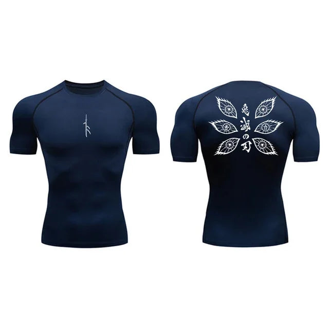 Short Sleeve Revena™ "Vision" Pattern Elastic Compression Shirt
