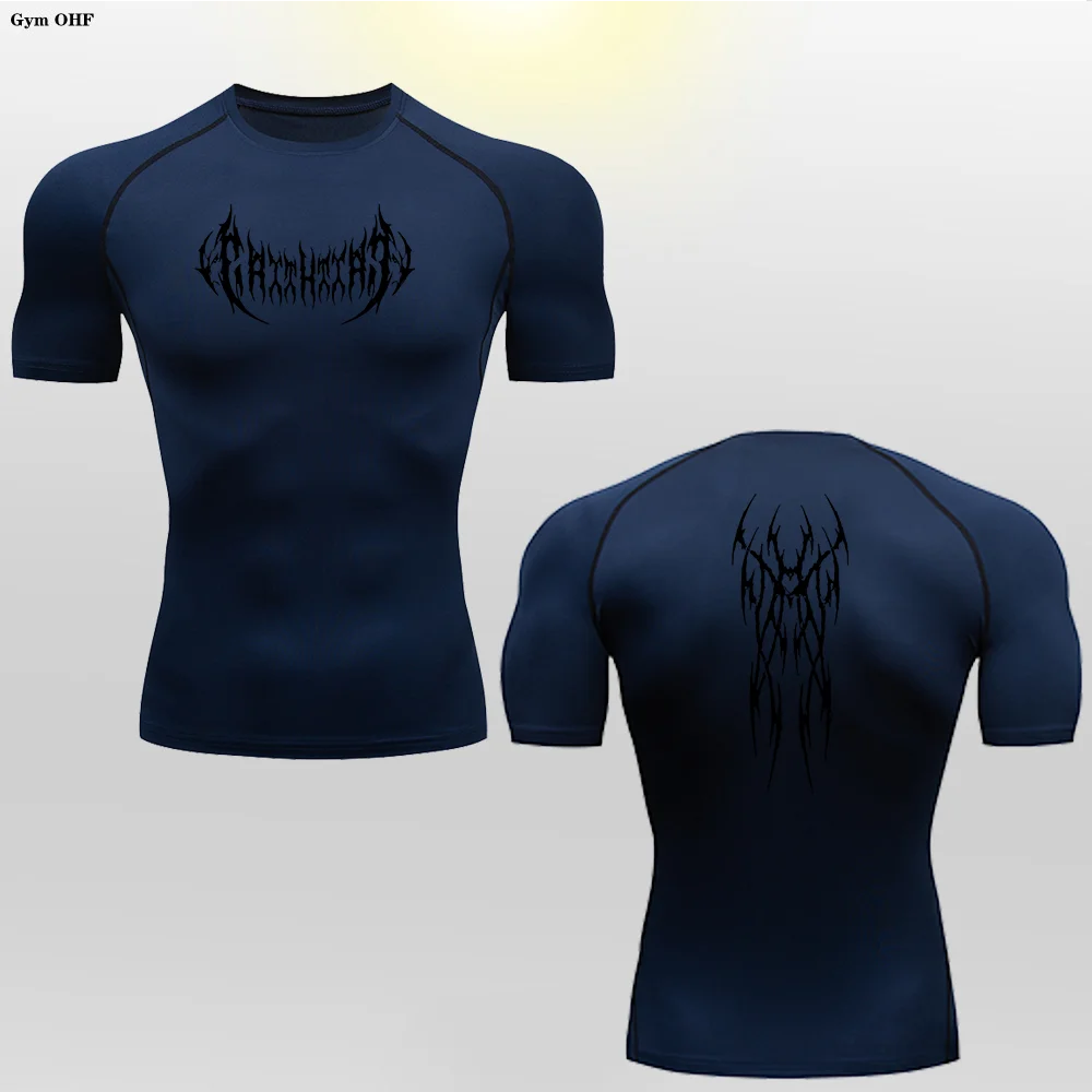 Short Sleeve Revena™ "Gothicah" Pattern Elastic Compression Shirt