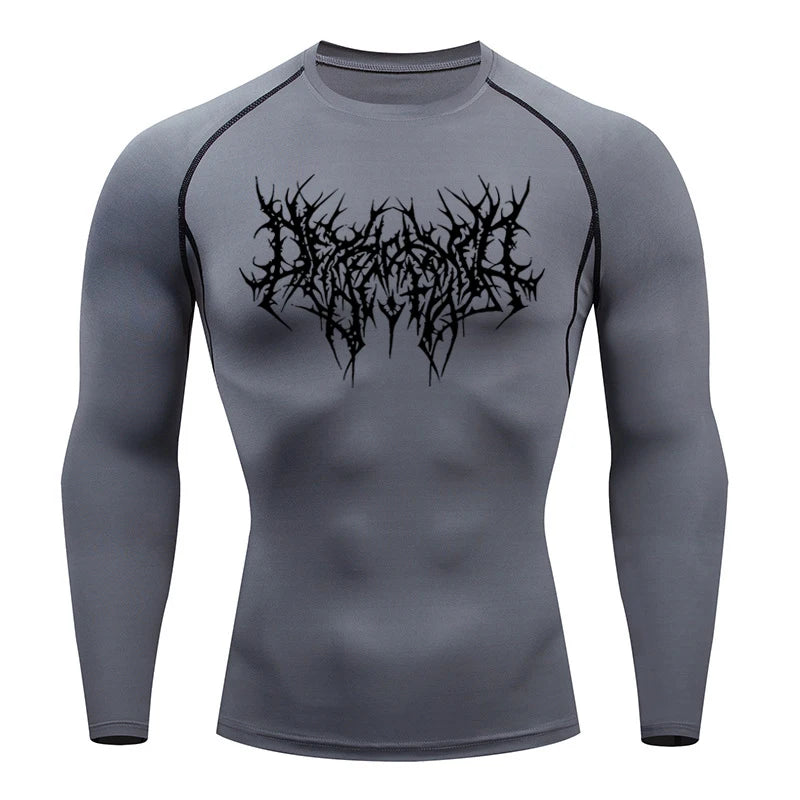 Long Sleeve Revena™ "Abstract Thorn" Pattern Elastic Compression Shirt (UNFINISHED)