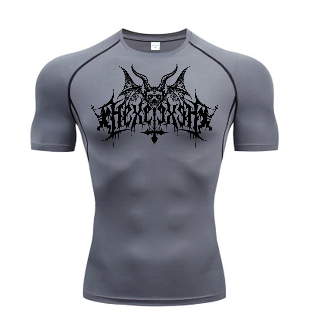 Short Sleeve Revena™ "Hexe" Pattern Elastic Compression Shirt
