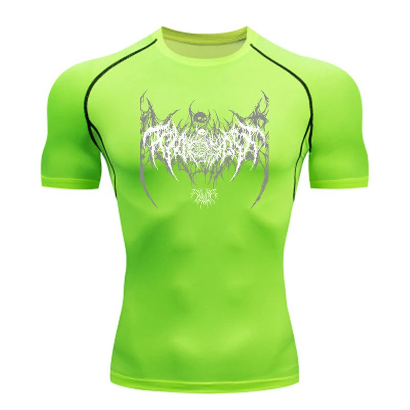 Short Sleeve Revena™ "Fallen Cherub" Pattern Elastic Compression Shirt