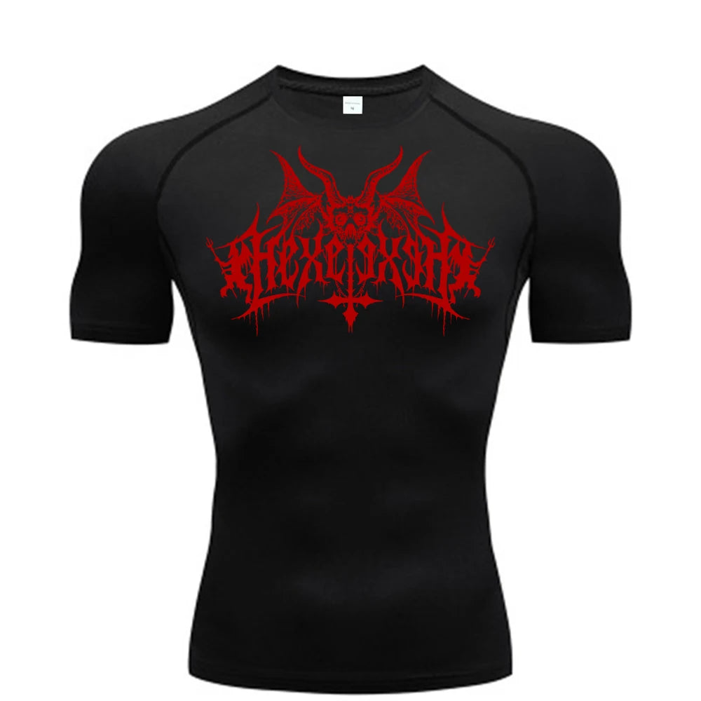 Short Sleeve Revena™ "Hexe" Pattern Elastic Compression Shirt