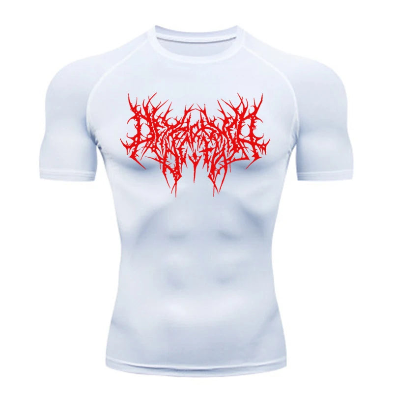 Short Sleeve Revena™ "Abstract Thorn" Pattern Elastic Compression Shirt