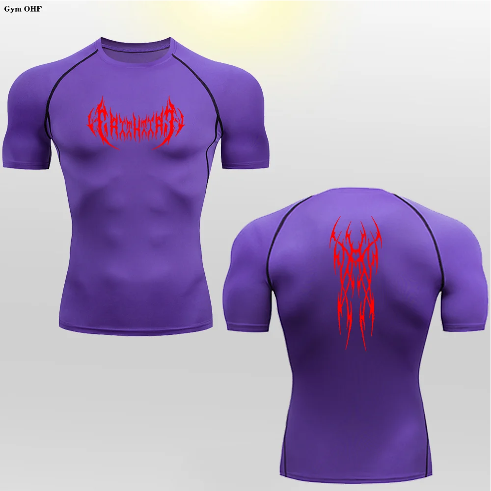 Short Sleeve Revena™ "Gothicah" Pattern Elastic Compression Shirt