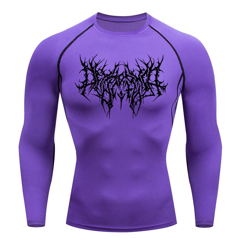Long Sleeve Revena™ "Abstract Thorn" Pattern Elastic Compression Shirt (UNFINISHED)