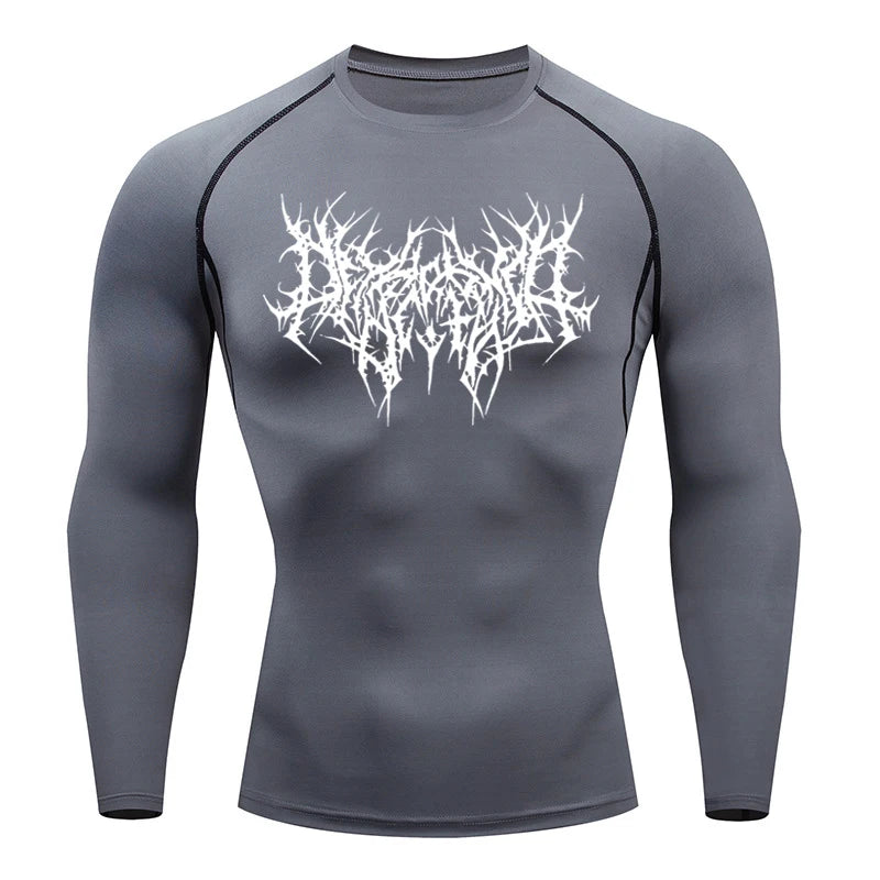 Long Sleeve Revena™ "Abstract Thorn" Pattern Elastic Compression Shirt (UNFINISHED)