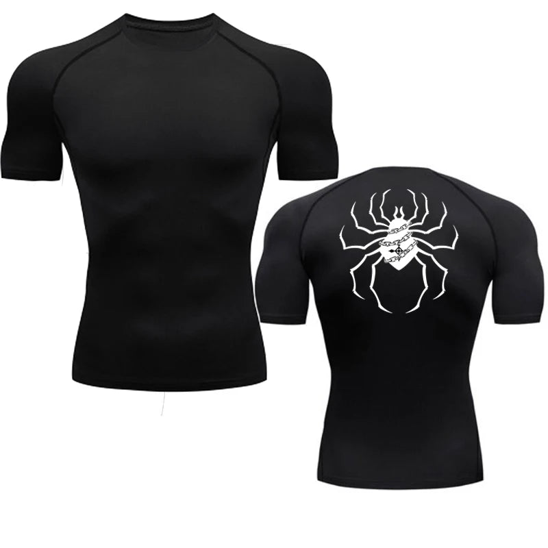 Short Sleeve Revena™ "Troupe" Pattern Elastic Compression Shirt