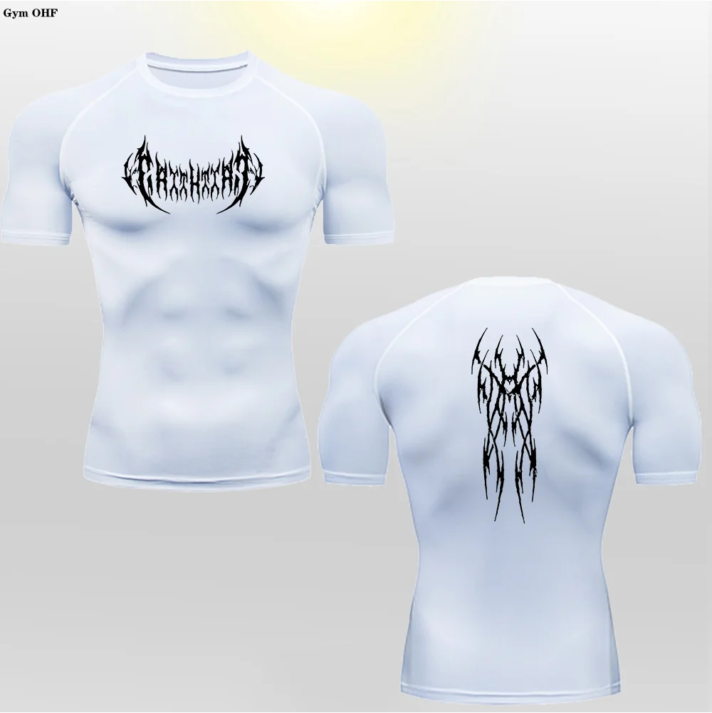 Short Sleeve Revena™ "Gothicah" Pattern Elastic Compression Shirt
