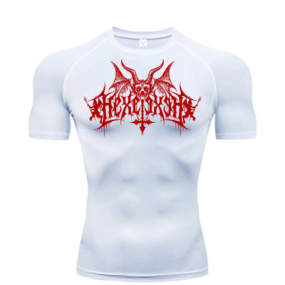 Short Sleeve Revena™ "Hexe" Pattern Elastic Compression Shirt