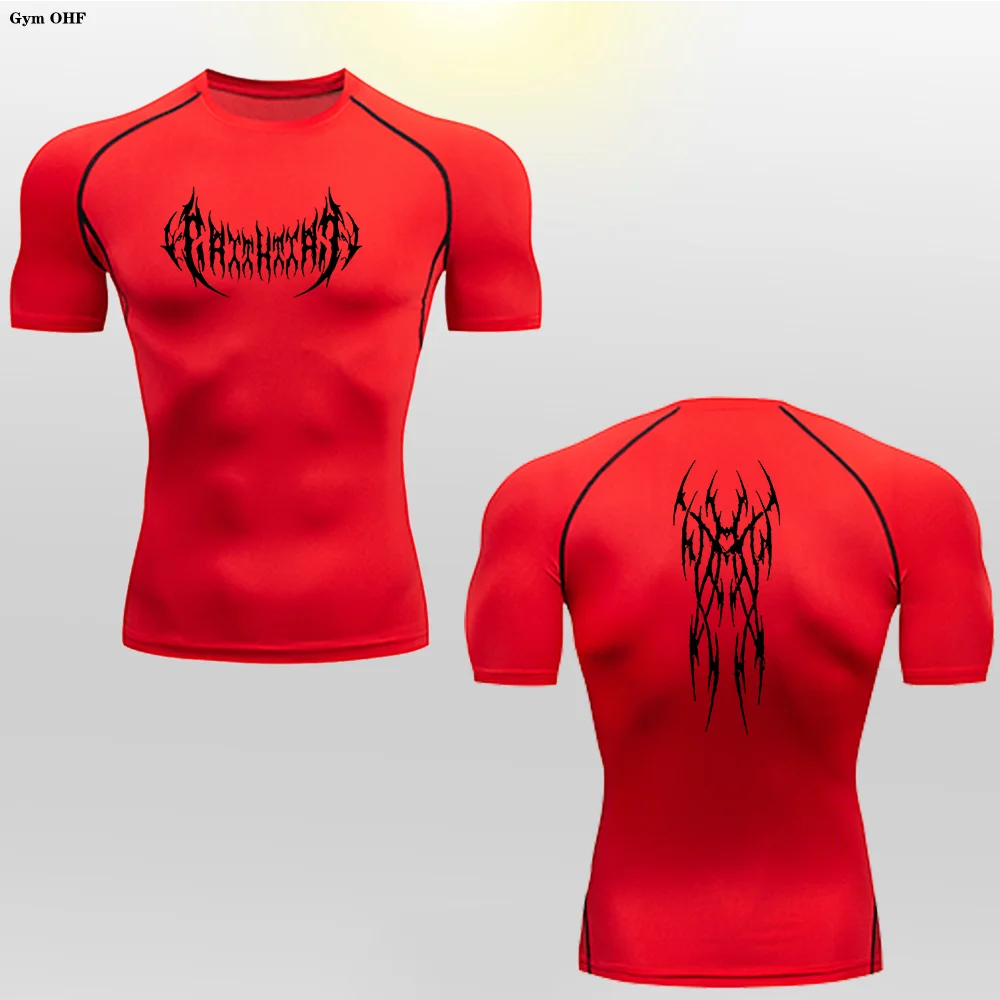 Short Sleeve Revena™ "Gothicah" Pattern Elastic Compression Shirt