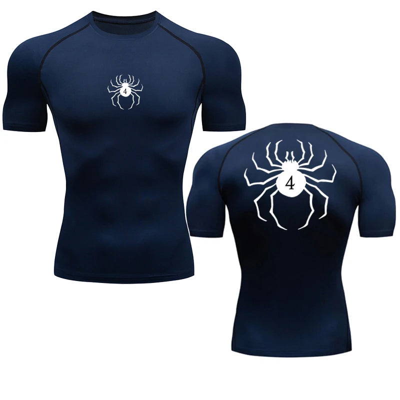 Short Sleeve Revena™ "Troupe" Pattern Elastic Compression Shirt V2