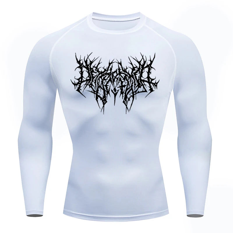 Long Sleeve Revena™ "Abstract Thorn" Pattern Elastic Compression Shirt (UNFINISHED)