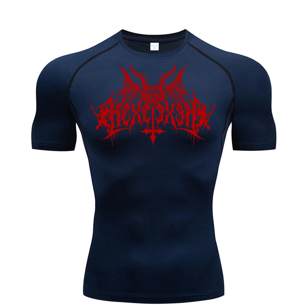 Short Sleeve Revena™ "Hexe" Pattern Elastic Compression Shirt