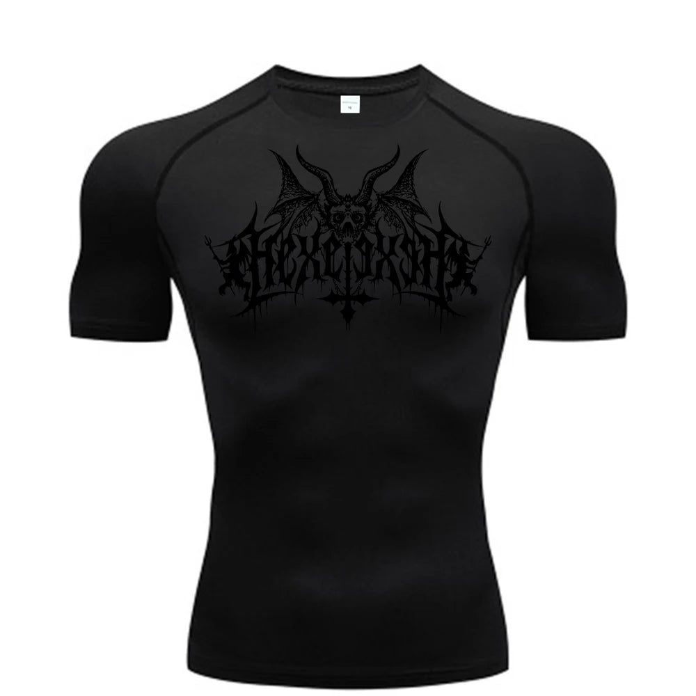 Short Sleeve Revena™ "Hexe" Pattern Elastic Compression Shirt