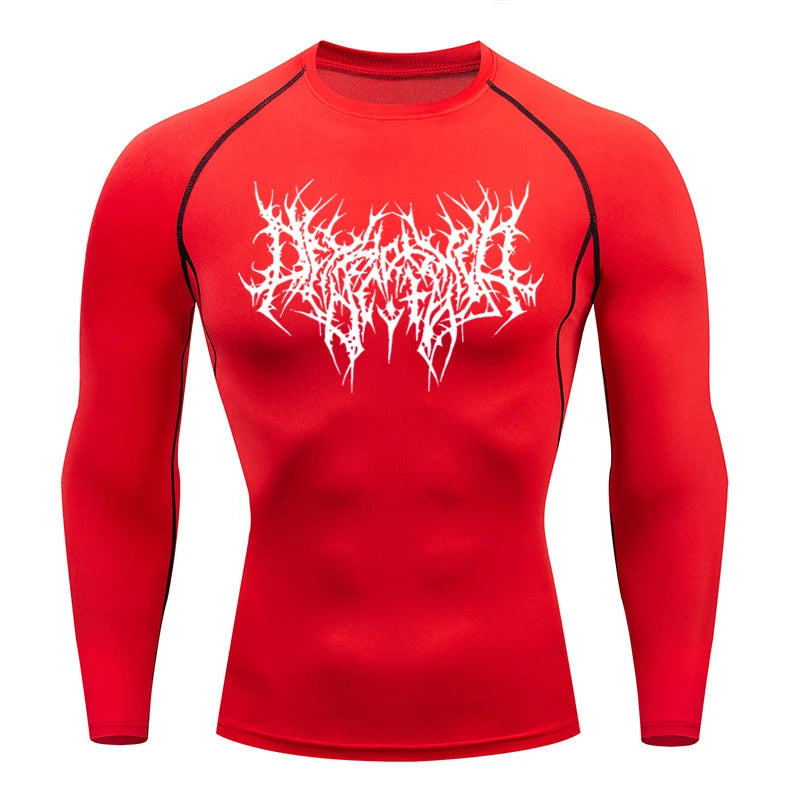 Long Sleeve Revena™ "Abstract Thorn" Pattern Elastic Compression Shirt (UNFINISHED)