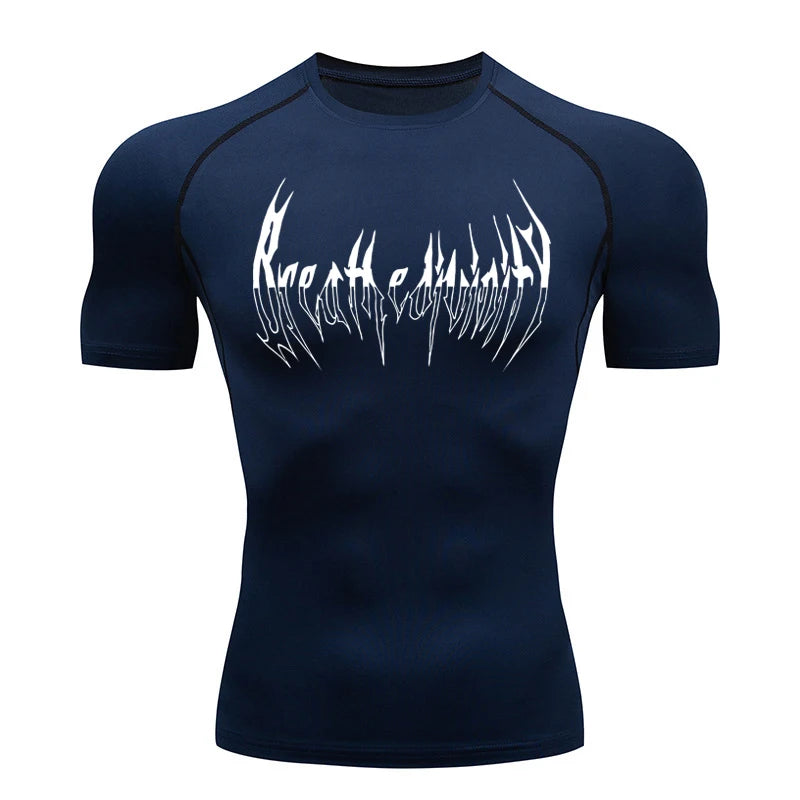 Short Sleeve Revena™ "Breathe Divinity" Pattern Elastic Compression Shirt