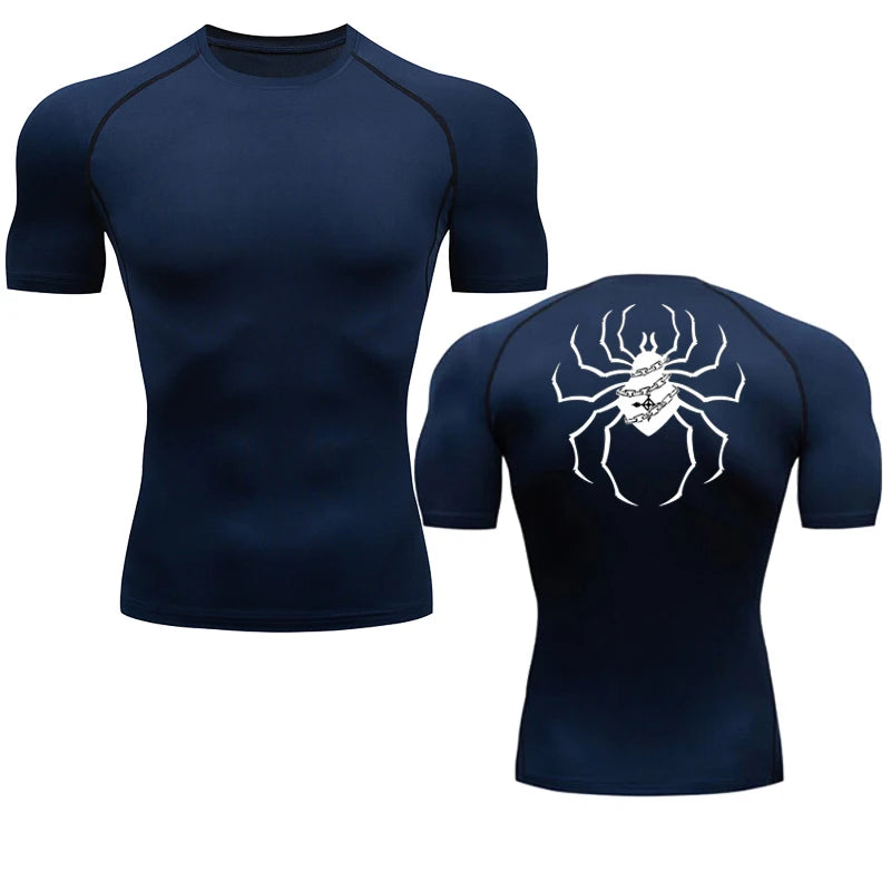 Short Sleeve Revena™ "Troupe" Pattern Elastic Compression Shirt