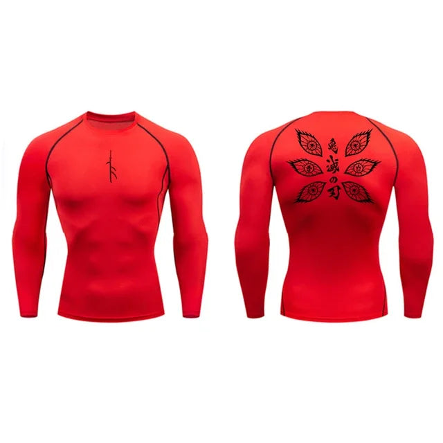 Long Sleeve Revena™ "Vision" Pattern Elastic Compression Shirt