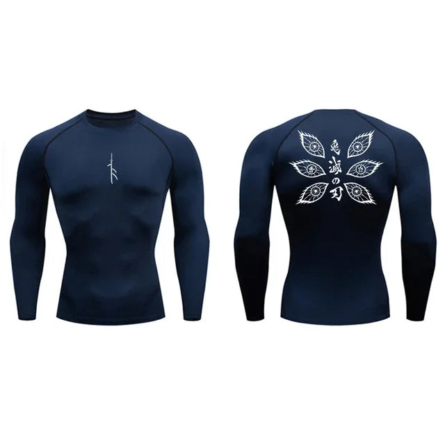 Long Sleeve Revena™ "Vision" Pattern Elastic Compression Shirt
