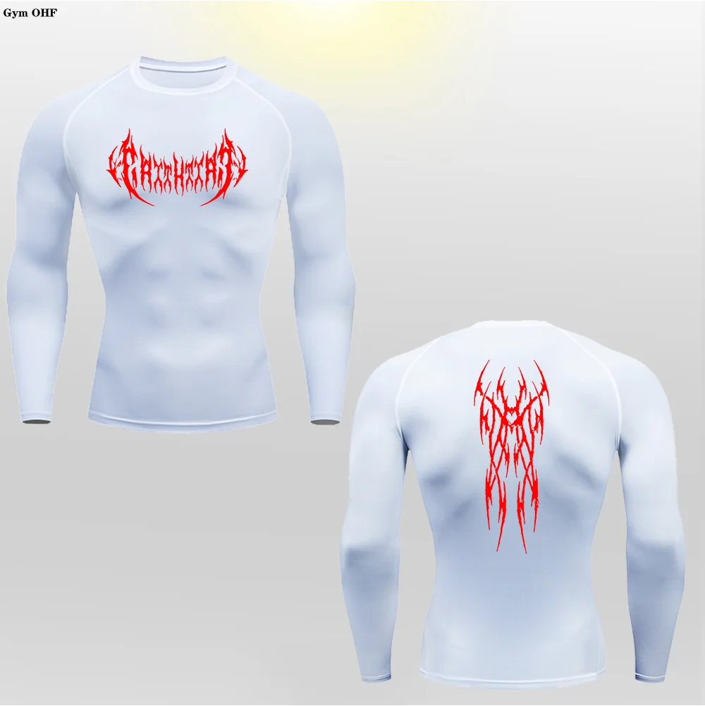 Long Sleeve Revena™ "Gothicah" Pattern Elastic Compression Shirt