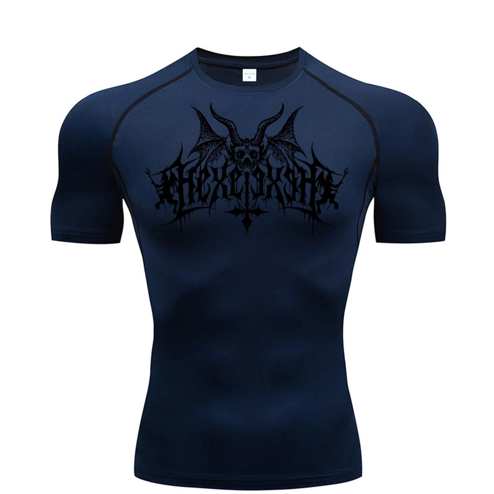 Short Sleeve Revena™ "Hexe" Pattern Elastic Compression Shirt