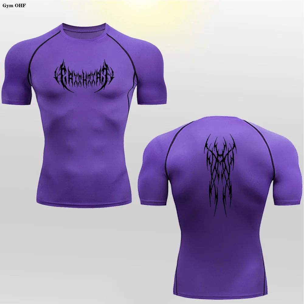 Short Sleeve Revena™ "Gothicah" Pattern Elastic Compression Shirt