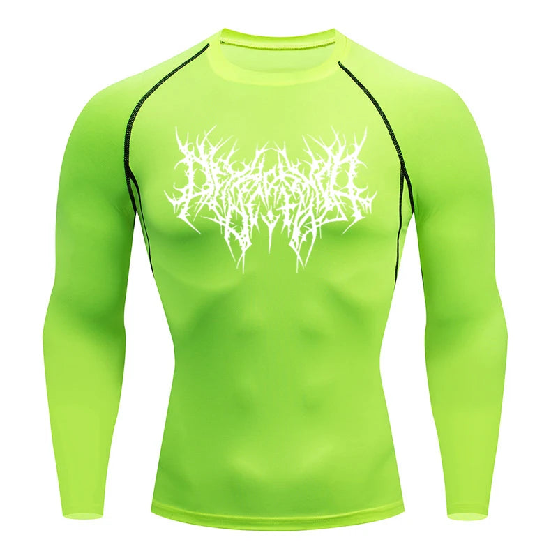 Long Sleeve Revena™ "Abstract Thorn" Pattern Elastic Compression Shirt (UNFINISHED)