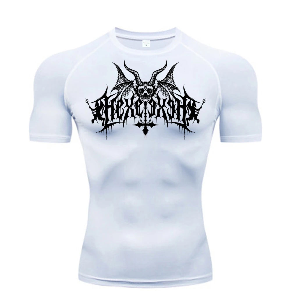 Short Sleeve Revena™ "Hexe" Pattern Elastic Compression Shirt