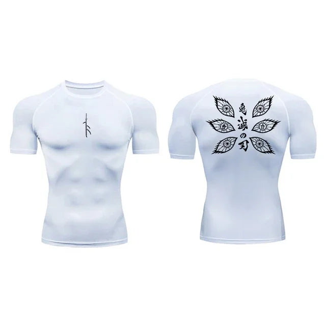 Short Sleeve Revena™ "Vision" Pattern Elastic Compression Shirt