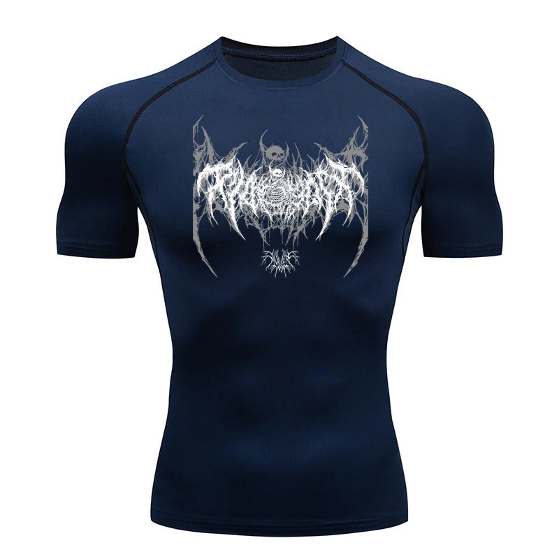 Short Sleeve Revena™ "Fallen Cherub" Pattern Elastic Compression Shirt