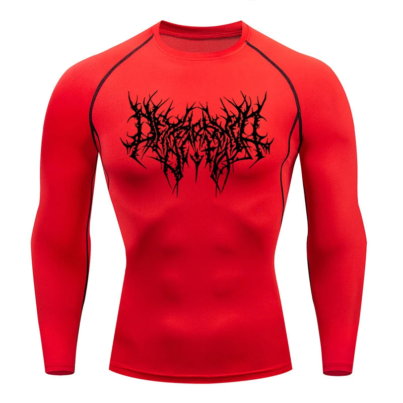 Long Sleeve Revena™ "Abstract Thorn" Pattern Elastic Compression Shirt (UNFINISHED)