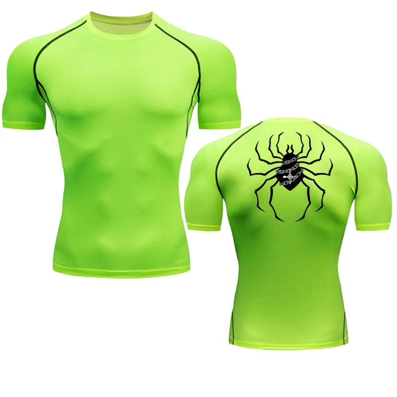 Short Sleeve Revena™ "Troupe" Pattern Elastic Compression Shirt