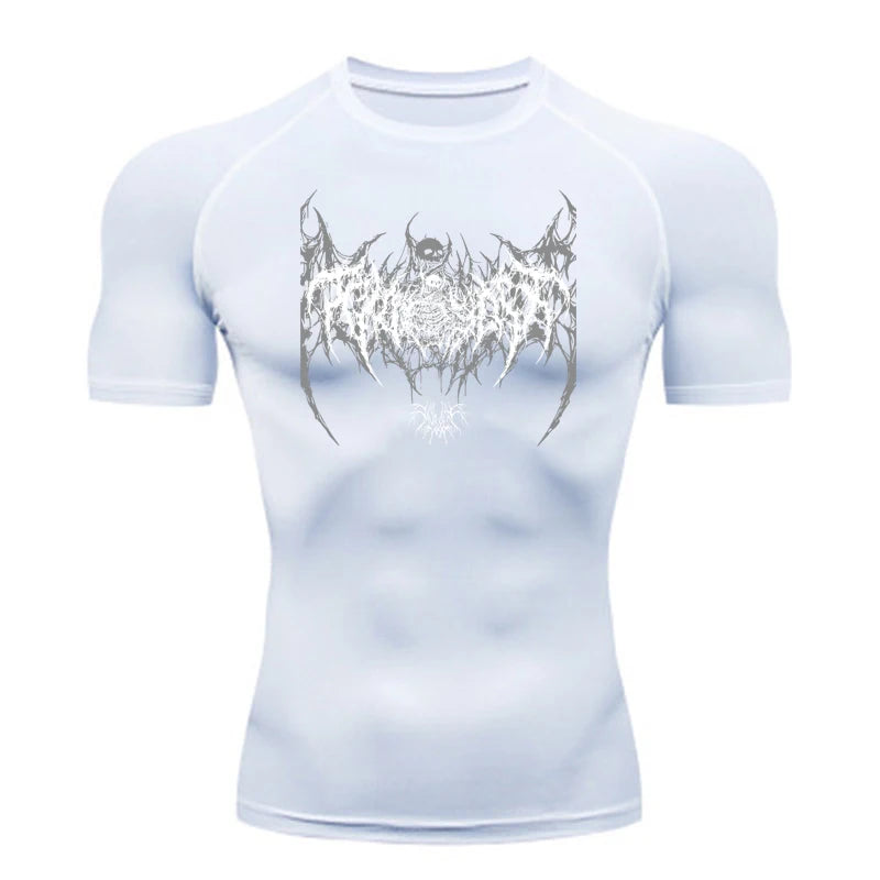 Short Sleeve Revena™ "Fallen Cherub" Pattern Elastic Compression Shirt