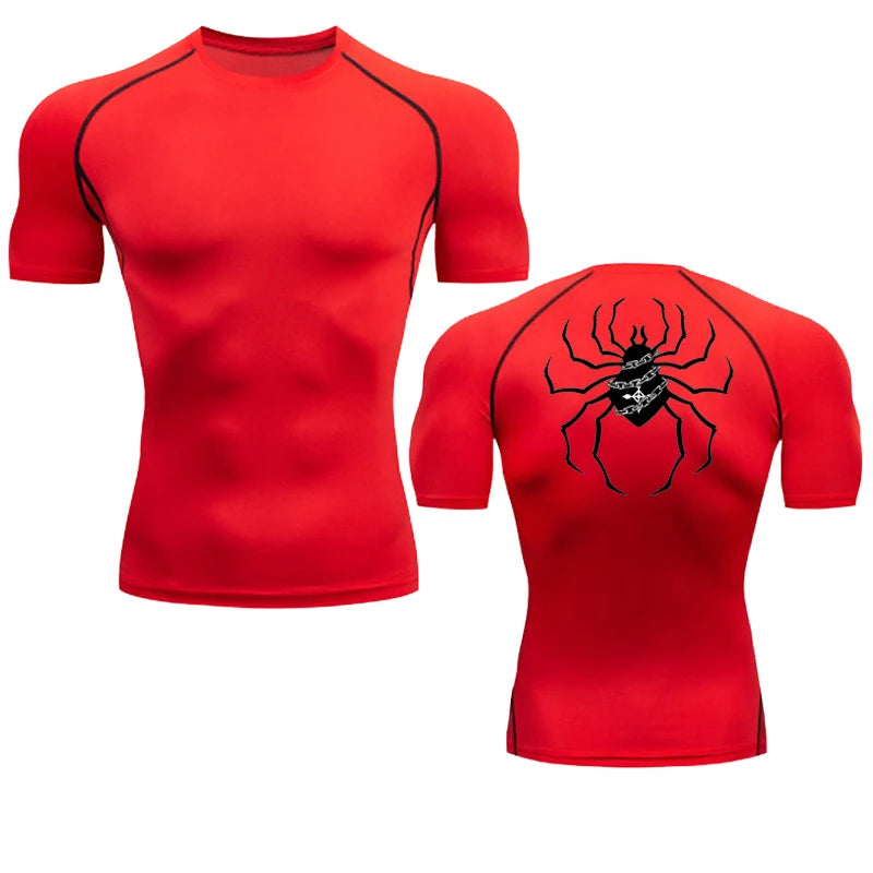 Short Sleeve Revena™ "Troupe" Pattern Elastic Compression Shirt