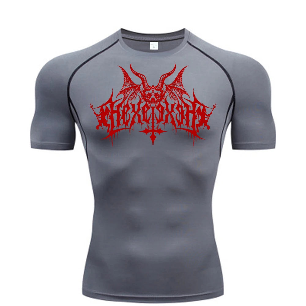 Short Sleeve Revena™ "Hexe" Pattern Elastic Compression Shirt