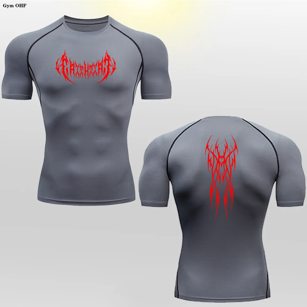 Short Sleeve Revena™ "Gothicah" Pattern Elastic Compression Shirt