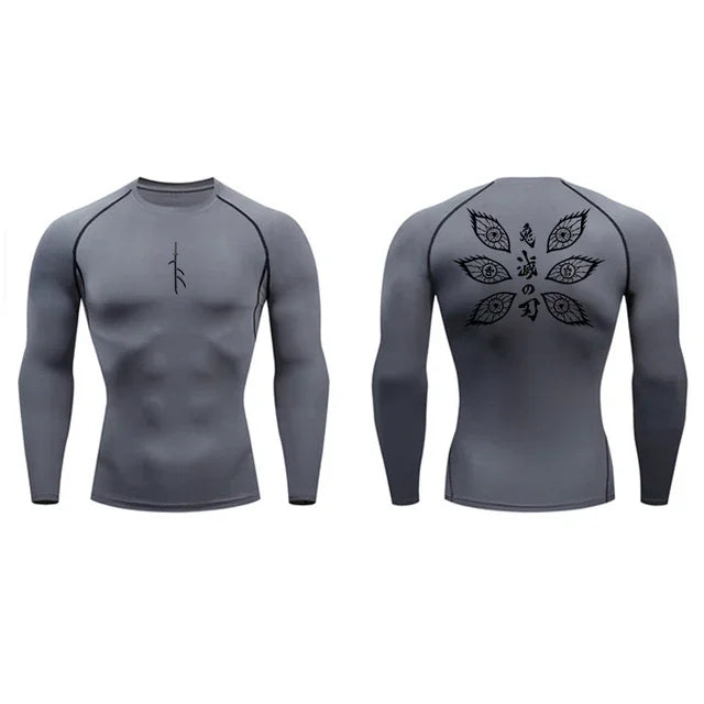 Long Sleeve Revena™ "Vision" Pattern Elastic Compression Shirt