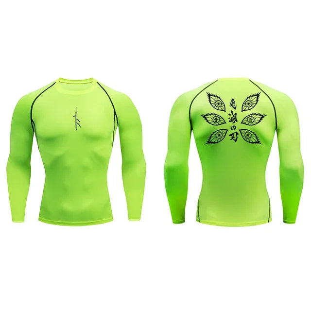 Long Sleeve Revena™ "Vision" Pattern Elastic Compression Shirt