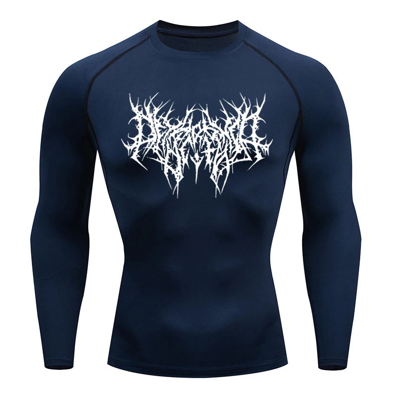 Long Sleeve Revena™ "Abstract Thorn" Pattern Elastic Compression Shirt (UNFINISHED)