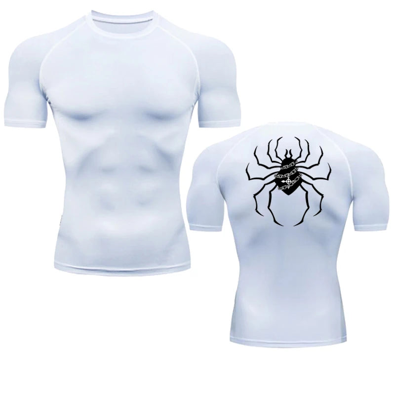 Short Sleeve Revena™ "Troupe" Pattern Elastic Compression Shirt