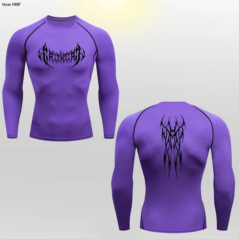 Long Sleeve Revena™ "Gothicah" Pattern Elastic Compression Shirt