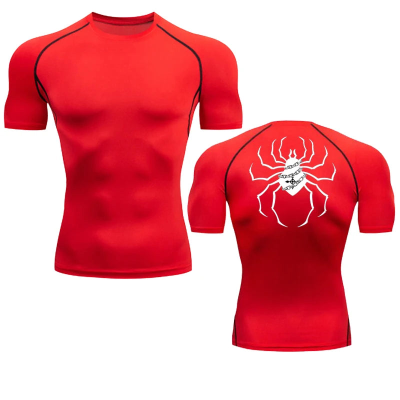 Short Sleeve Revena™ "Troupe" Pattern Elastic Compression Shirt