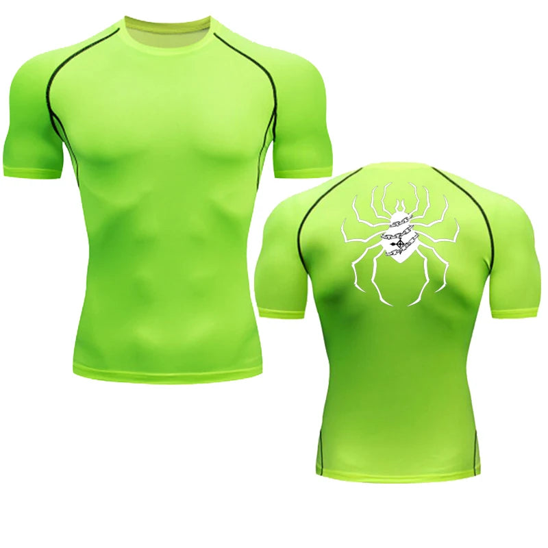 Short Sleeve Revena™ "Troupe" Pattern Elastic Compression Shirt