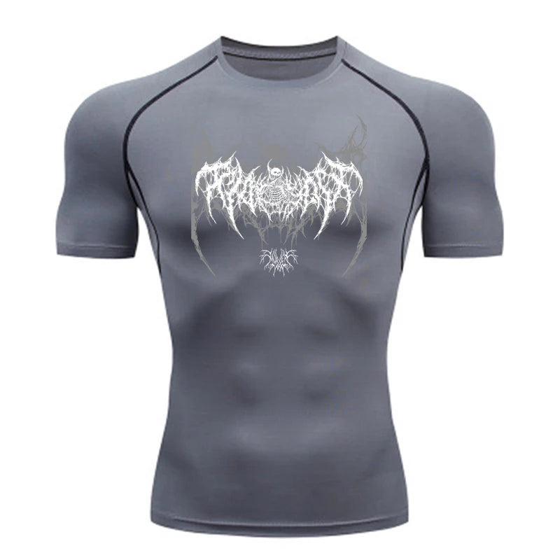 Short Sleeve Revena™ "Fallen Cherub" Pattern Elastic Compression Shirt
