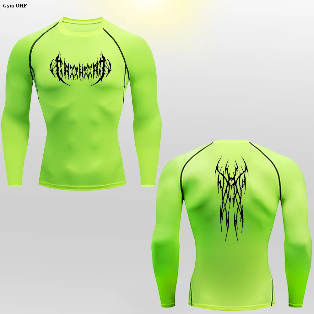 Long Sleeve Revena™ "Gothicah" Pattern Elastic Compression Shirt