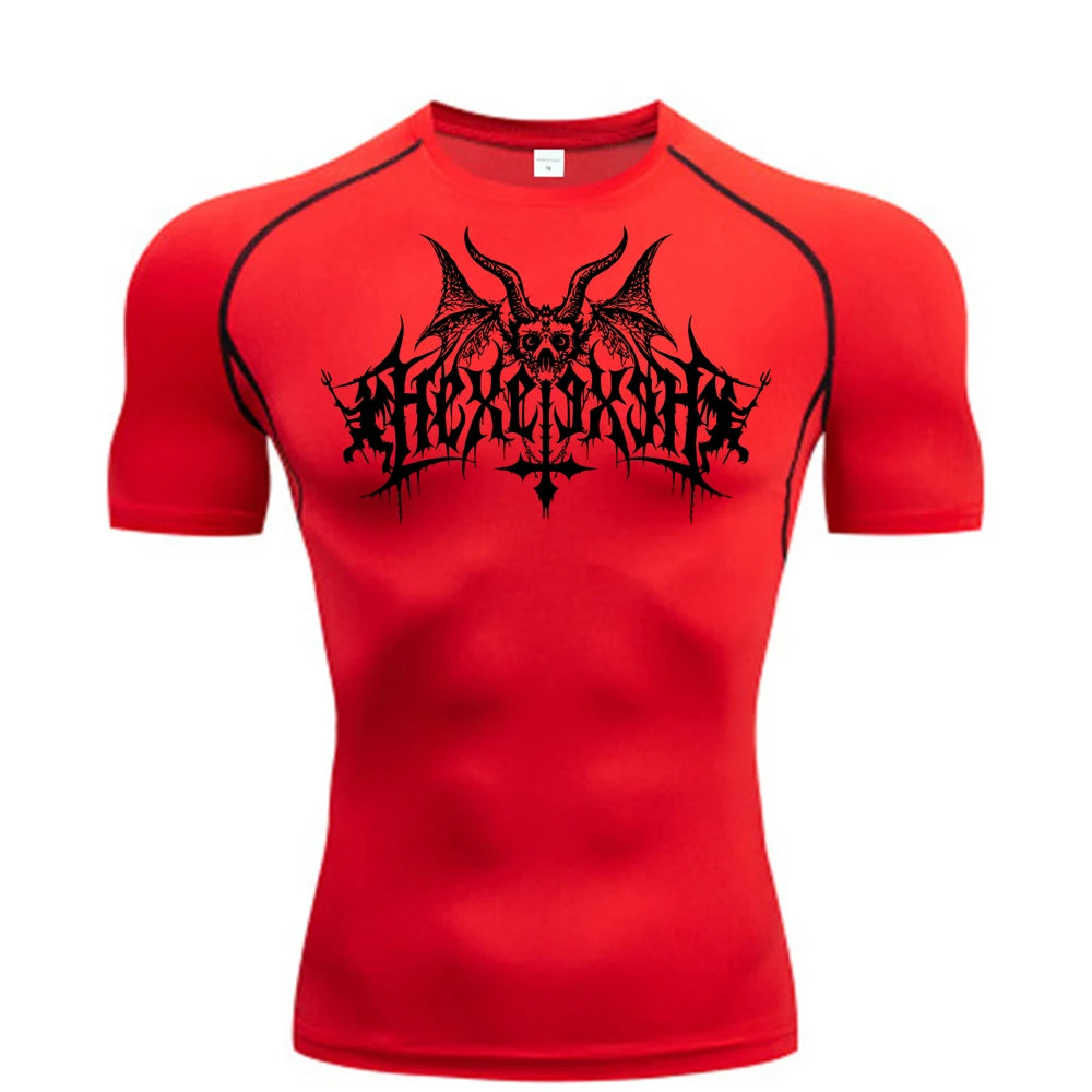 Short Sleeve Revena™ "Hexe" Pattern Elastic Compression Shirt