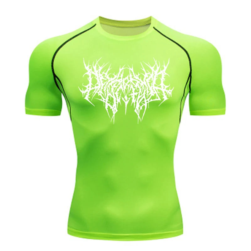 Short Sleeve Revena™ "Abstract Thorn" Pattern Elastic Compression Shirt