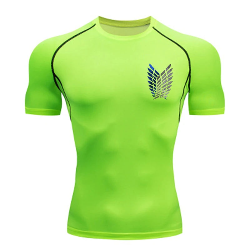 Short Sleeve Revena™ "Attack On Titan" Pattern Elastic Compression Shirt