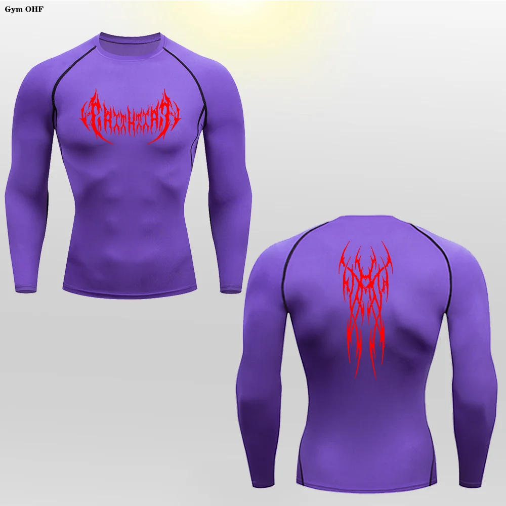 Long Sleeve Revena™ "Gothicah" Pattern Elastic Compression Shirt