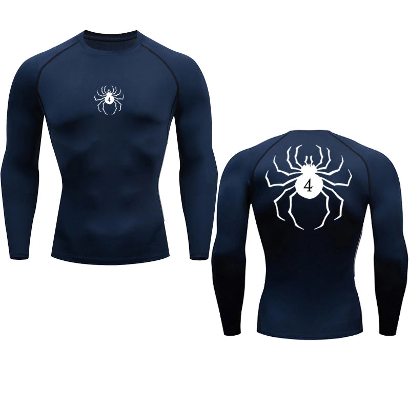 Long Sleeve Revena™ "Troupe" Pattern Elastic Compression Shirt V2